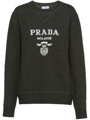 Prada crew-neck logo-print jumper - Green