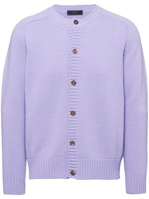 Prada crew neck wool-blend cardigan - Purple