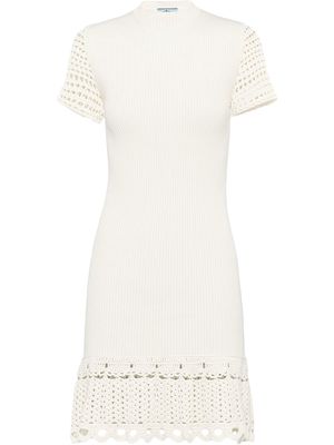 Prada crochet cotton mini dress - Neutrals