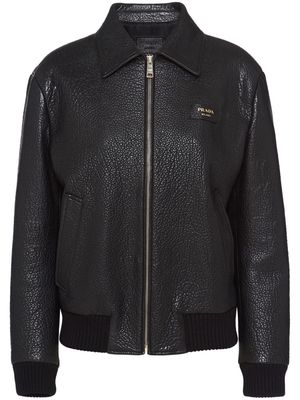 Prada crocodile-embossed leather jacket - Black