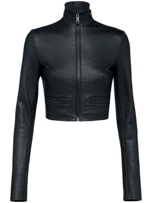 Prada cropped nappa leather jacket - Black
