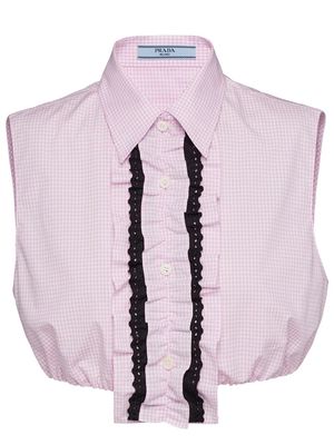 Prada cropped ruffle-trim blouse - Pink
