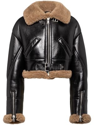 Prada cropped shearling jacket - Black