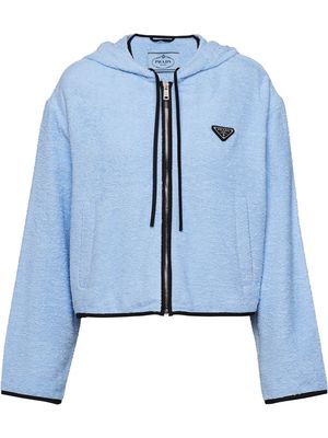 Prada cropped terry-cloth hoodie - Blue