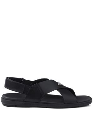 Prada crossover-straps leather sandals - Black