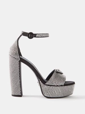 Prada - Crystal-embellished 135 Satin Platform Sandals - Womens - Crystal