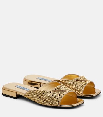 Prada Crystal-embellished flat sandals