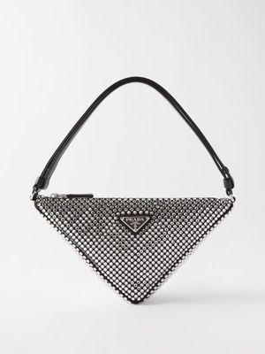 Prada - Crystal-embellished Mini Triangular Bag - Womens - Silver