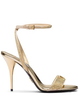 Prada crystal-embellished satin sandals - Gold