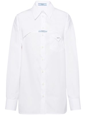 Prada cut-out detailed cotton shirt - White