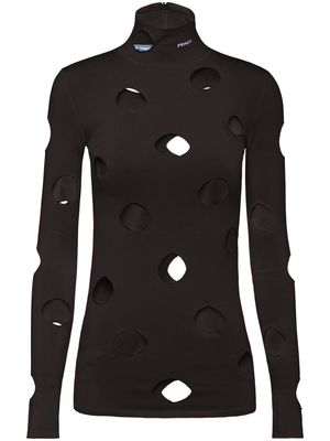 Prada cut-out high-neck jumper - Black