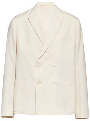 Prada double-breasted cotton jacket - Neutrals