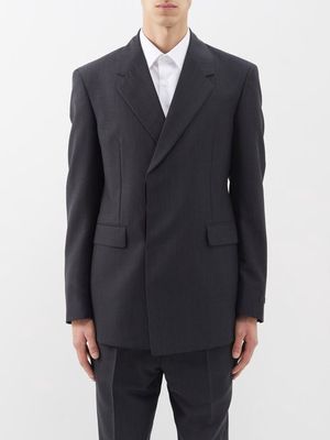 Prada - Double-breasted Mohair-blend Suit Jacket - Mens - Charcoal