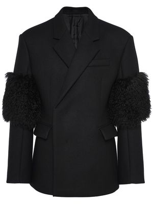 Prada double-breasted wool jacket - Black