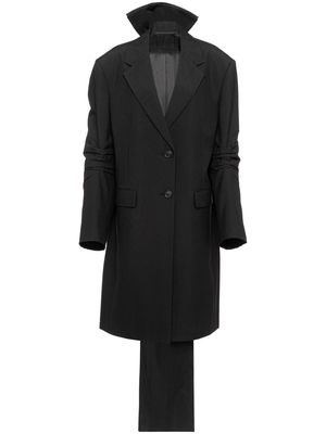 Prada drape-detail single-breasted coat - Black