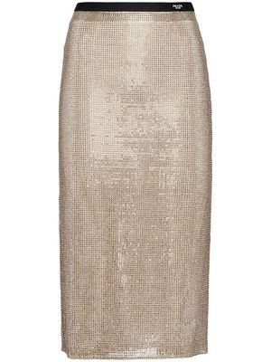 Prada embellished-mesh midi skirt - Gold