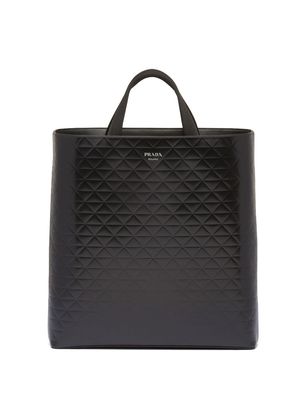 Prada embossed-print leather tote bag - Black