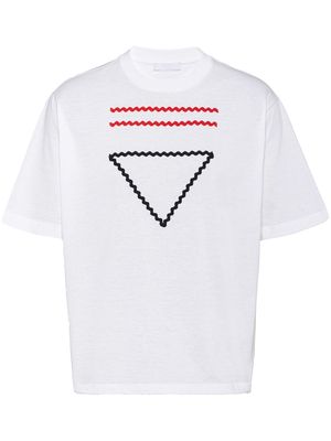 Prada embroidered cotton T-shirt - White