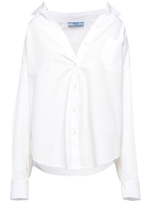 Prada embroidered-logo cotton shirt - White