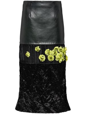 Prada embroidered panelled midi skirt - Black