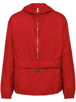 Prada enamel-logo hooded jacket - Red