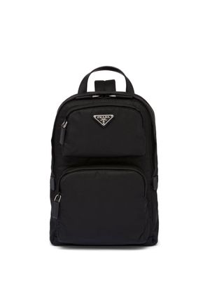 Prada enamel triangle-logo backpack - Black