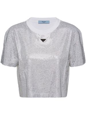 Prada enamel triangle-logo cotton T-shirt - White