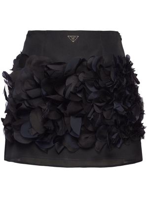 Prada enamel triangle-logo silk skirt - Black