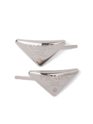 Prada engraved-logo hair clip - Silver