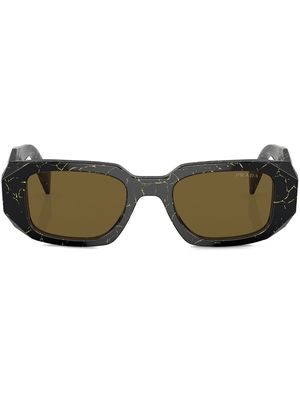 Prada Eyewear crackled-print rectangular sunglasses - Black