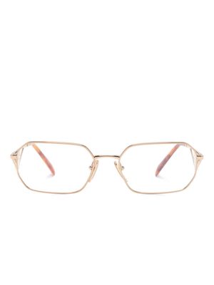 Prada Eyewear enamel-logo geometric-frame glasses - Gold