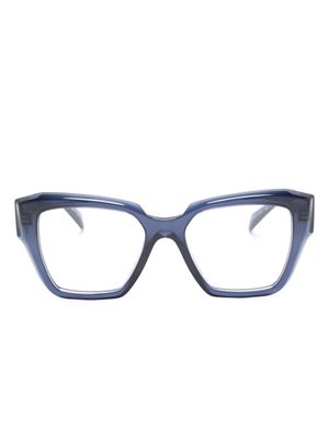Prada Eyewear enamel triangle logo square-frame glasses - Blue
