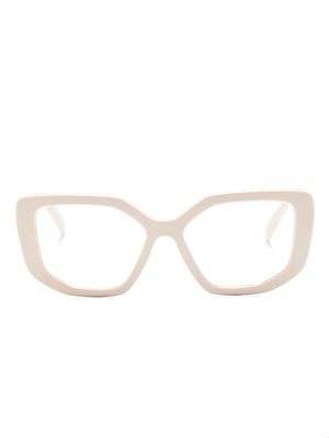 Prada Eyewear geometric-frame logo glasses - Neutrals
