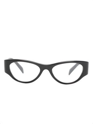 Prada Eyewear logo-embellished oval-frame glasses - Black