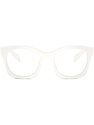 Prada Eyewear logo-lettering D-frame glasses - White