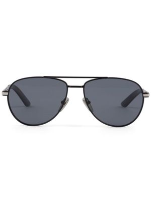 Prada Eyewear logo-plaque pilot-frame sunglasses - Black