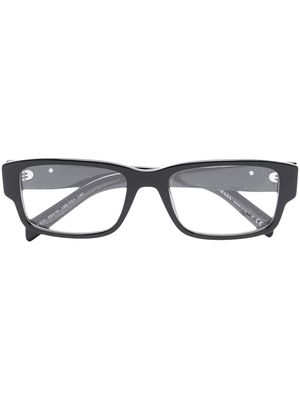 Prada Eyewear logo-plaque rectangle-frame glasses - Black