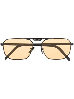 Prada Eyewear logo-plaque rectangle-frame sunglasses - Black