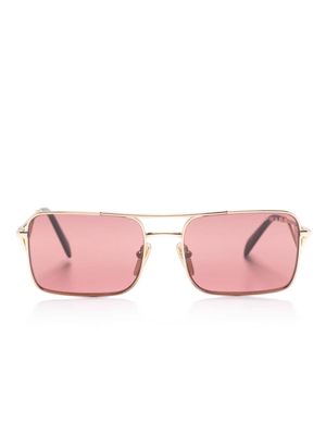 Prada Eyewear logo-plaque rectangle-frame sunglasses - Gold