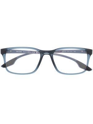Prada Eyewear logo-plaque square-frame glasses - Brown