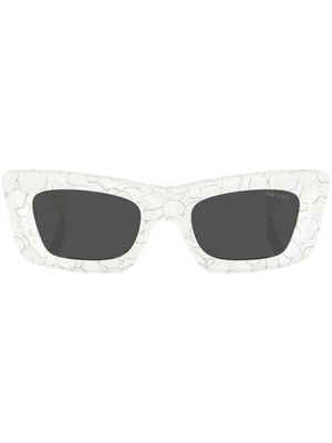 Prada Eyewear marble-print rectangular-frame sunglasses - White