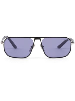 Prada Eyewear metal-plaque rectangle-frame sunglasses - Black