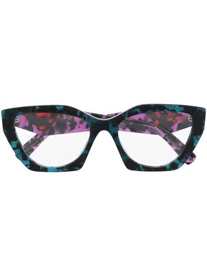 Prada Eyewear tortoiseshell-effect cat-eye glasses - Blue