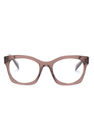 Prada Eyewear transparent-frame logo glasses - Brown