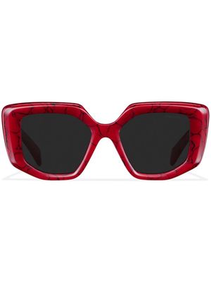 Prada Eyewear triangle-logo oversized-frame sunglasses - Red
