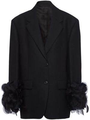 Prada feather-cuff wool blazer - Black