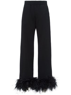 Prada feather-trim cotton track pants - Black