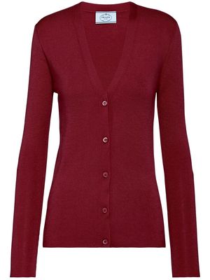 Prada fine-knit V-neck cardigan - Red