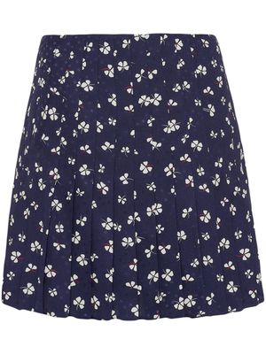 Prada floral-jacquard pleated mini skirt - Blue
