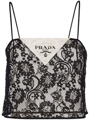 Prada floral-lace cropped top - Black